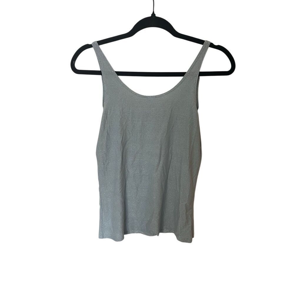Y2K Only Hearts blue grey silver metallic tank top